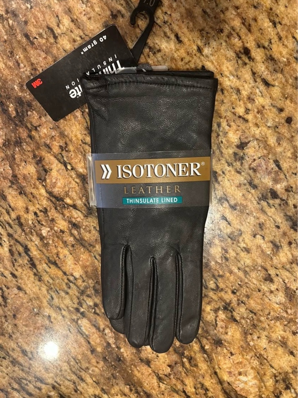 Isotoner women’s Black Leather Thinsulate Lined Gloves